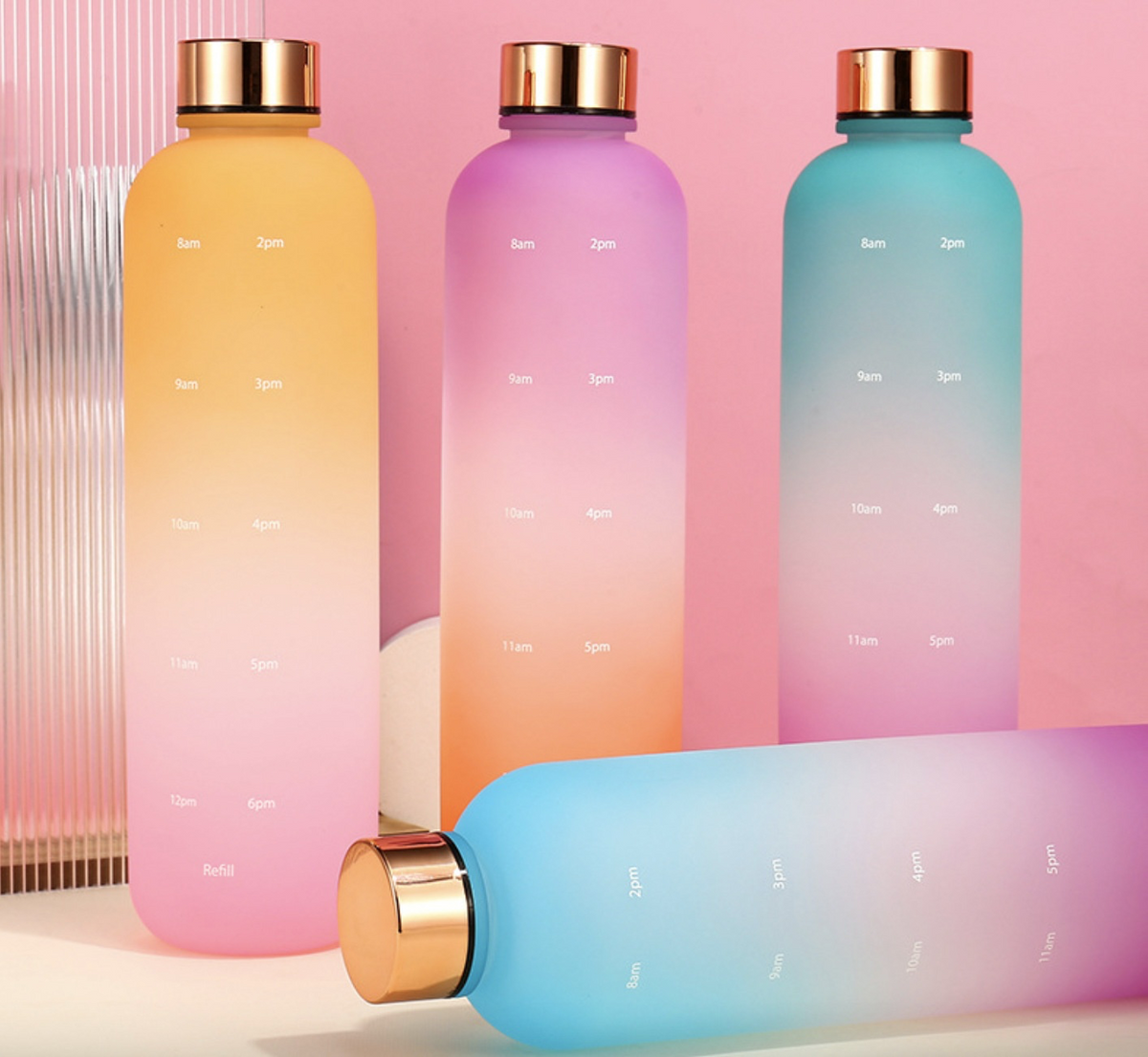 1L Bright Reusable Plastic Water Bottle With Leak Proof Lid
